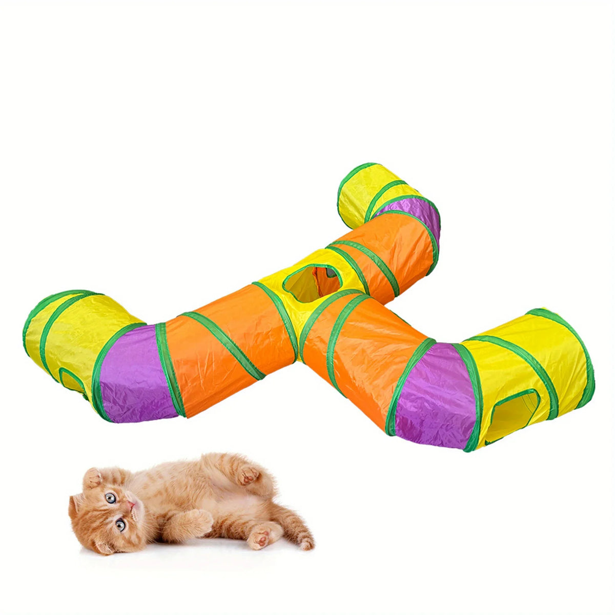 Design Extended Black Three-way Cat Tunnel