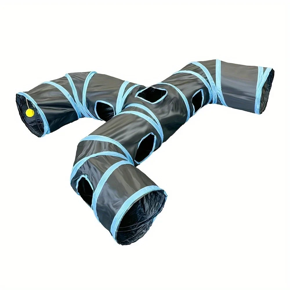 Design Extended Black Three-way Cat Tunnel