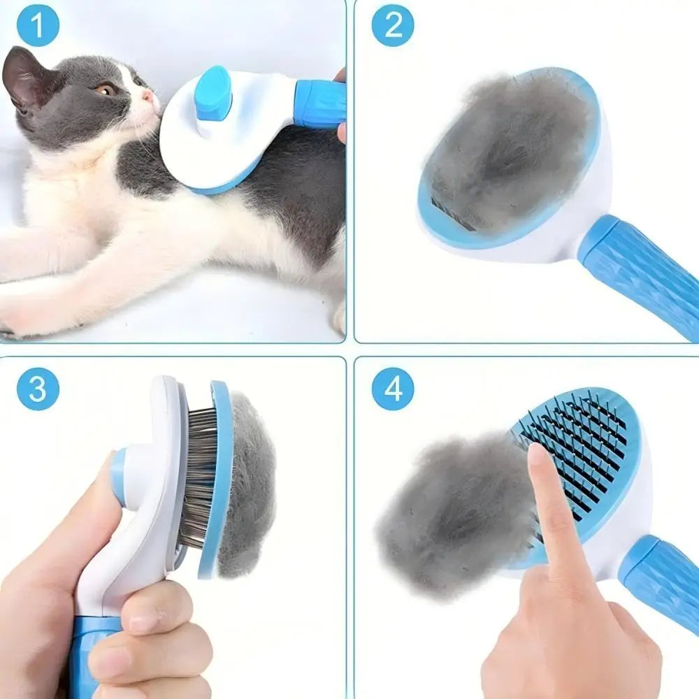 Self-Cleaning Pet Slicker Brush One-Click - MyPetDollar.com