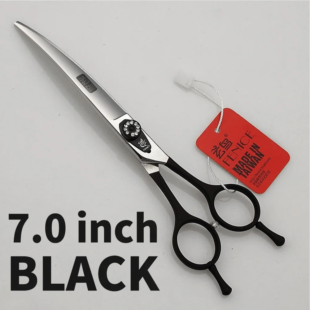 Fenice 7.0 7.5 8.0 Inch Professional Black Grooming Scissors for Dogs
