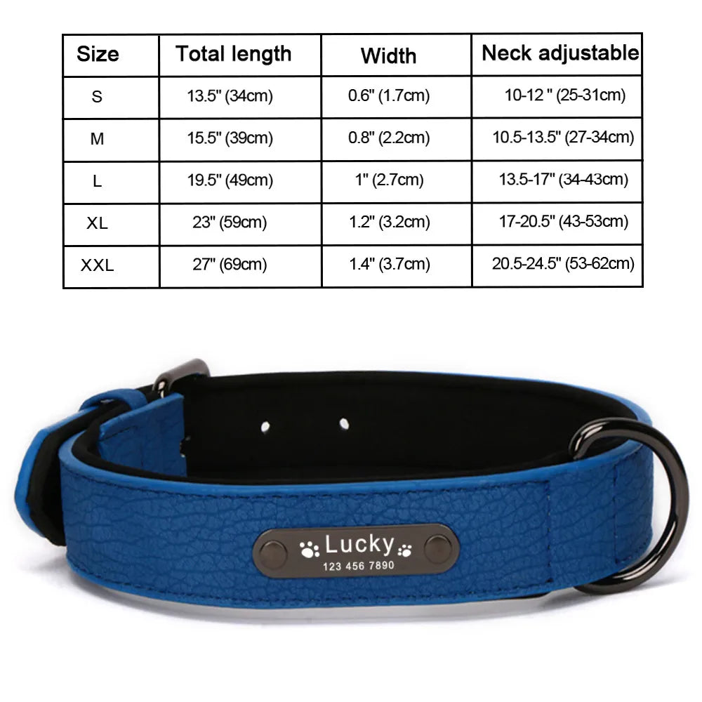 Engrave Name Dog Collar Leather Personalized - MyPetDollar.com