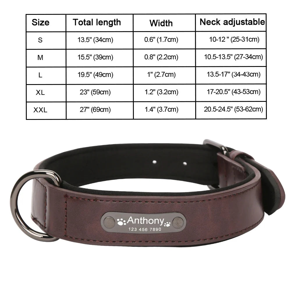 Engrave Name Dog Collar Leather Personalized - MyPetDollar.com