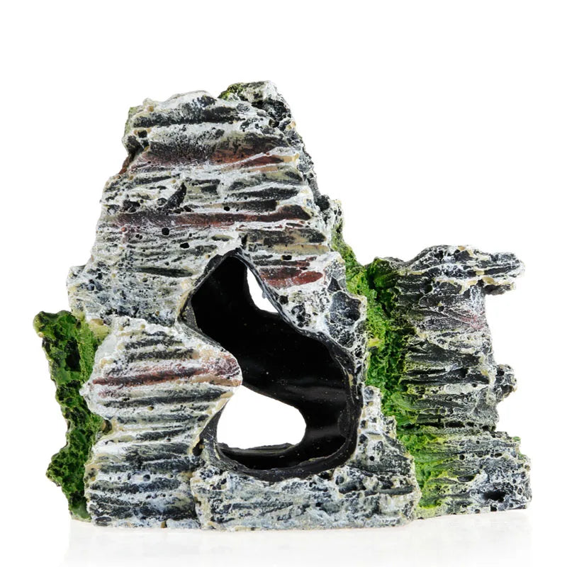 Mountain View Aquarium Rock Cave Tree Bridge Fish Tank