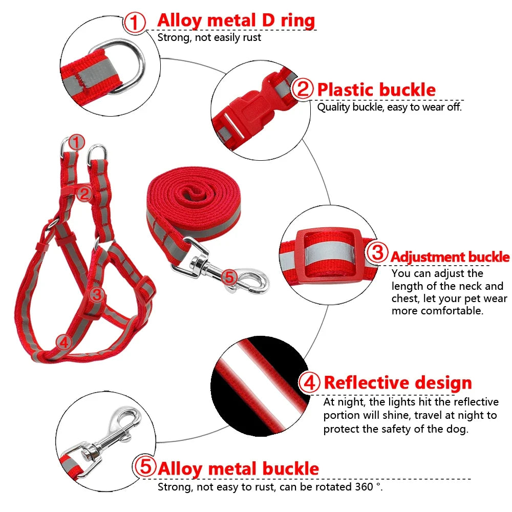 Reflective Nylon Dog Harness and Leash Set - MyPetDollar.com