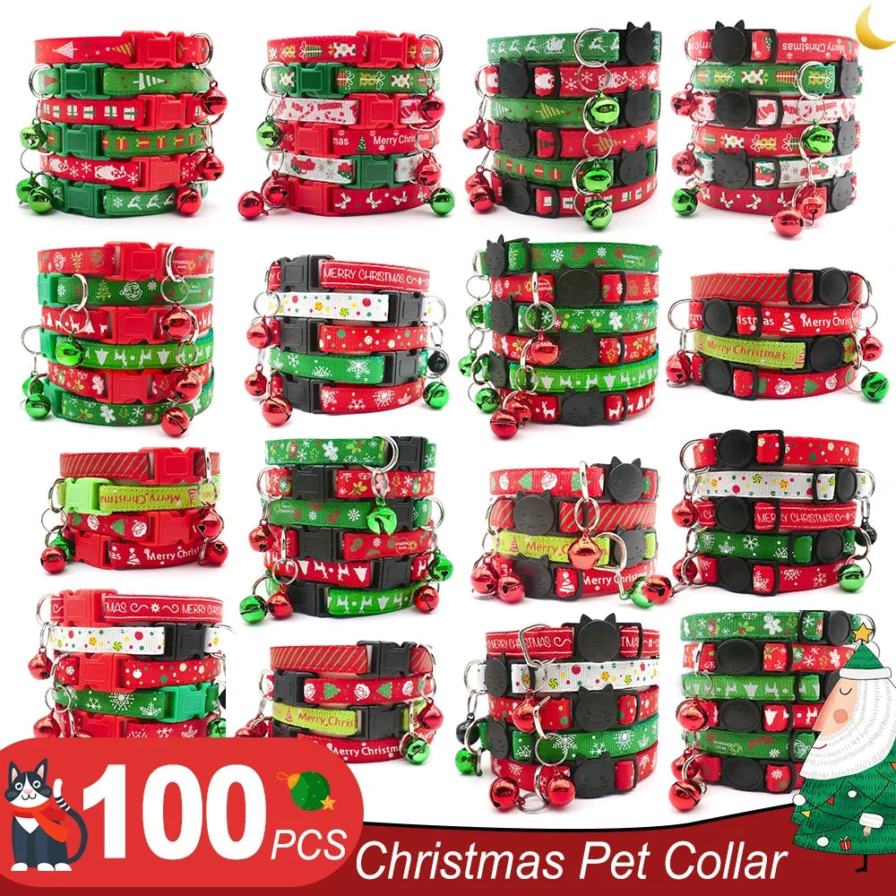 100Pcs Pet Christmas Collars Cats Dogs - MyPetDollar.com