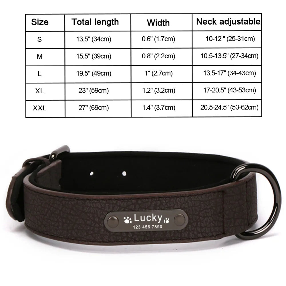 Engrave Name Dog Collar Leather Personalized - MyPetDollar.com