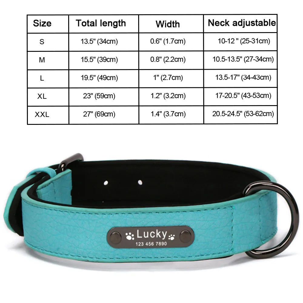 Engrave Name Dog Collar Leather Personalized - MyPetDollar.com