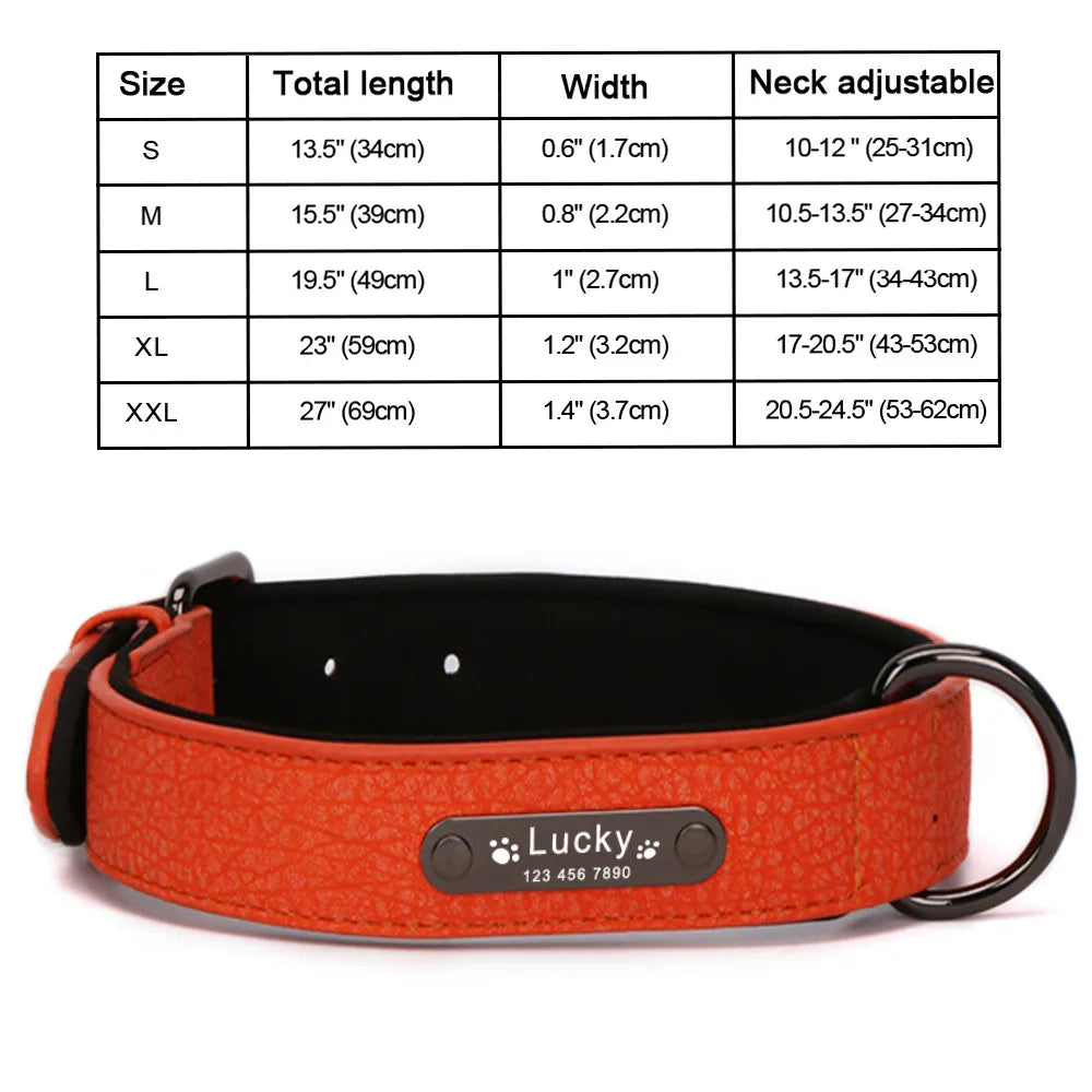 Engrave Name Dog Collar Leather Personalized - MyPetDollar.com
