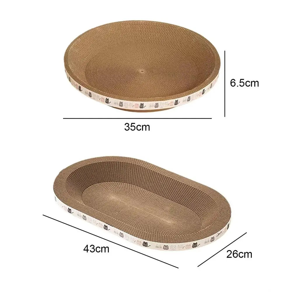 Durable Corrugated Cat Scratcher Bed Round Oval Scratch Pad