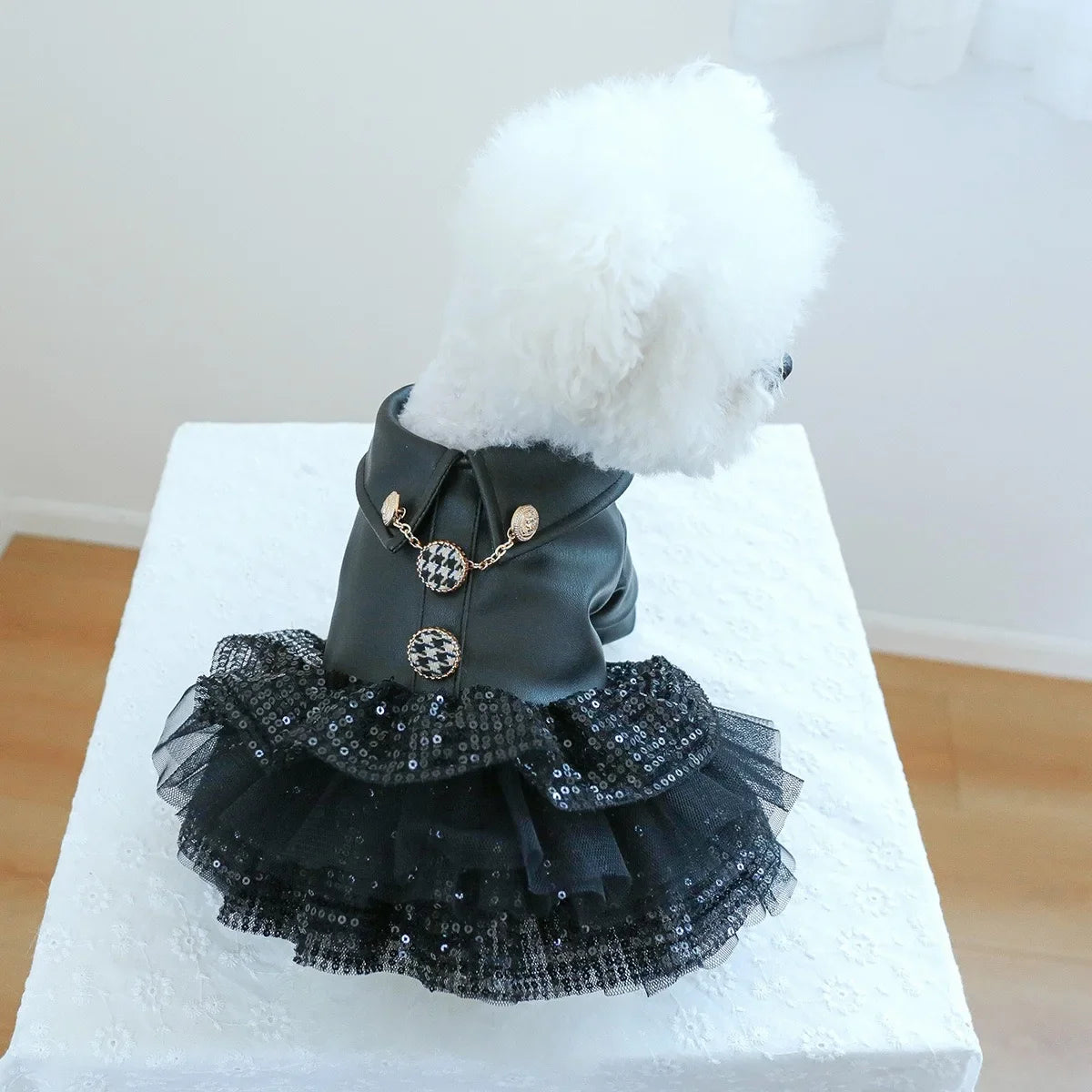 Punk Sequins Pet Dog Girl Dresses Black - MyPetDollar.com