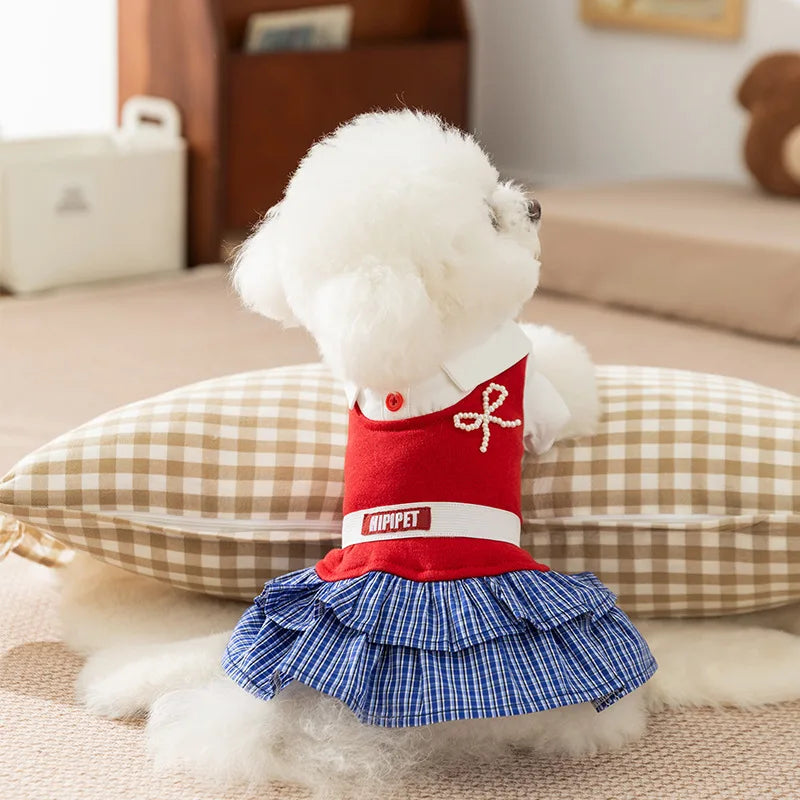 Pet clothes college pleated skirt teddy bear - MyPetDollar.com
