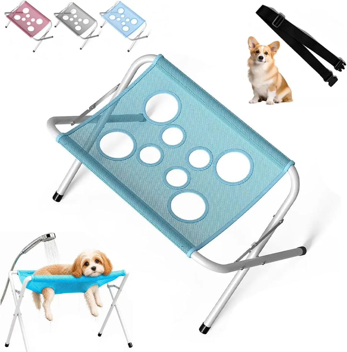 Mesh Dog Grooming Hanging Bed Foldable Pet Paw Bathing Wash