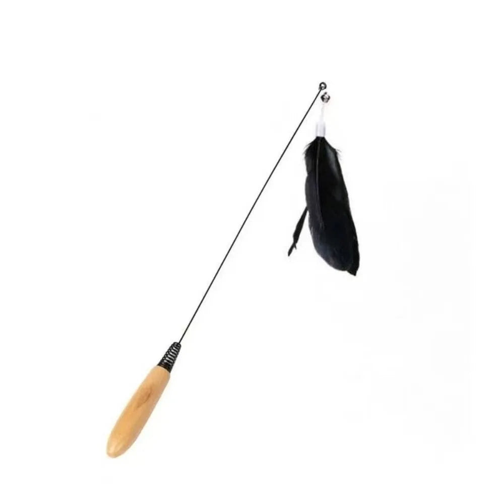 Interactive Wooden Handle Spring Teasing Cat Stick Simulation Fishing Rod