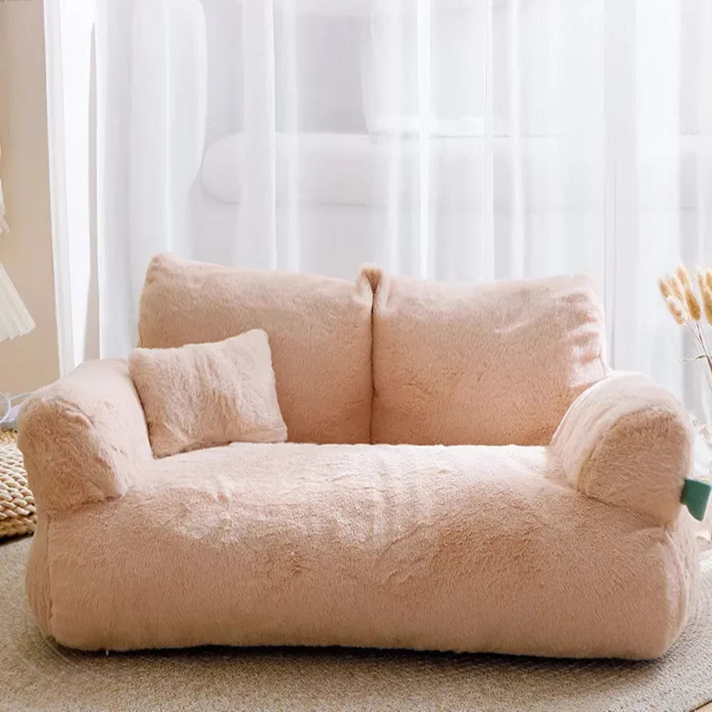 Ultra Soft Fluffy Pet Sofa Bed Cushion for Small Medium Dogs, Non-Slip