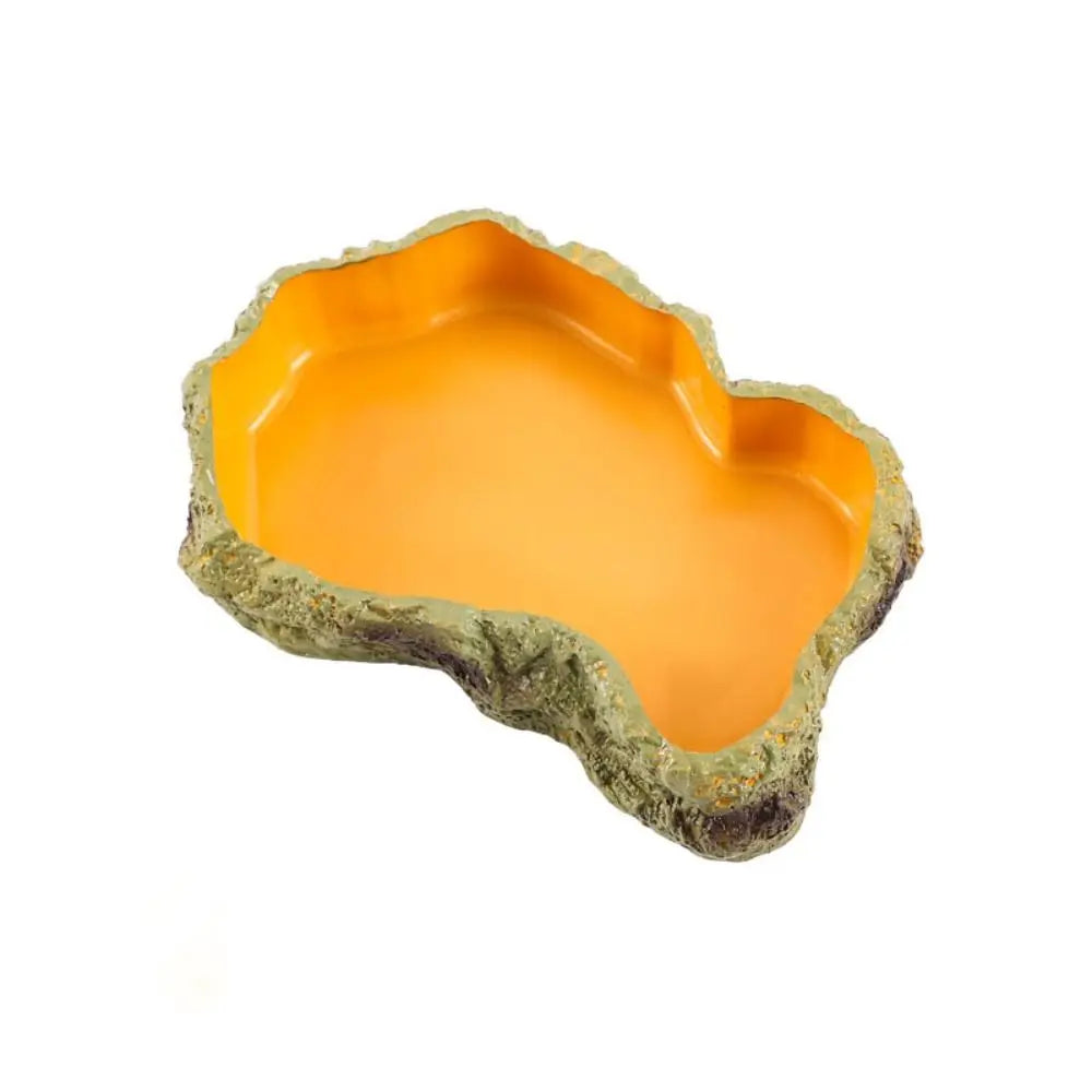 Resin Reptile Water Bowls Rock Simulation Scene Food Feeder – 2 Colors