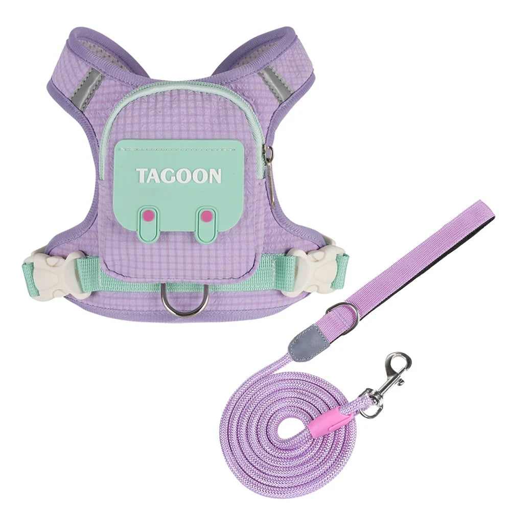Cute Backpack Dog Harness with Leash, - MyPetDollar.com