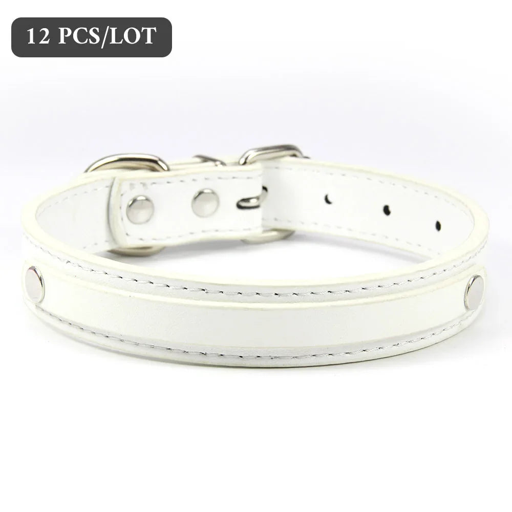 12 PCS Plain PU Leather DIY Name ID Dog - MyPetDollar.com