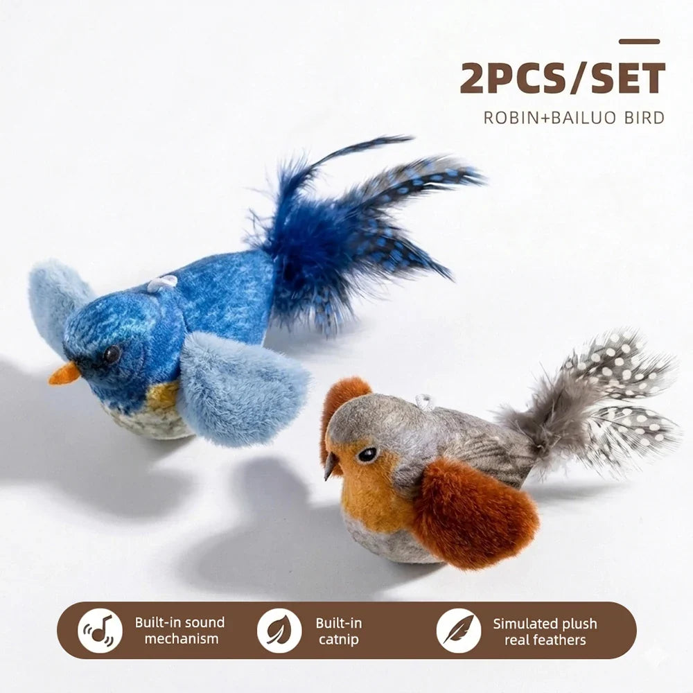 Indoor Interactive Birds Plaything for Cat Chasing Teasing Sounding – 7 Colors