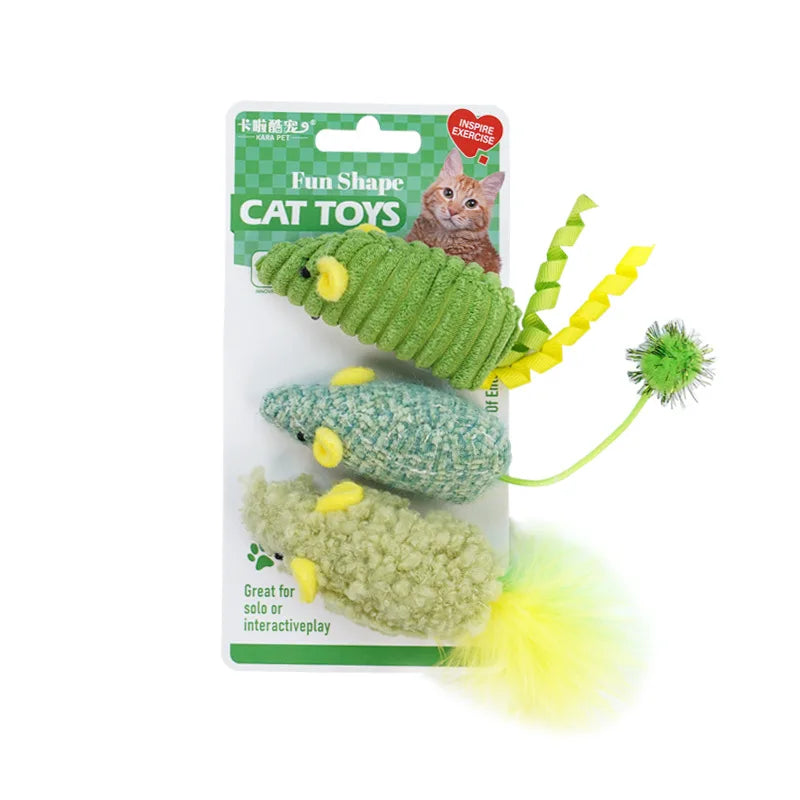 Cat Toys Plush Simulated Mouses Biting Sound Squeaker – 4 Colors