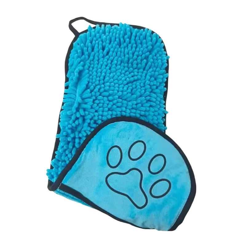Chenille Thick Pet Bath Towel with Hand Pocket Ultra Absorbent – 3 Colors