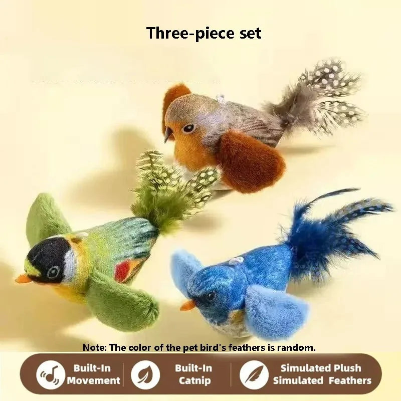 Pet Plaything Cat Plush Emulates the Sound Bird