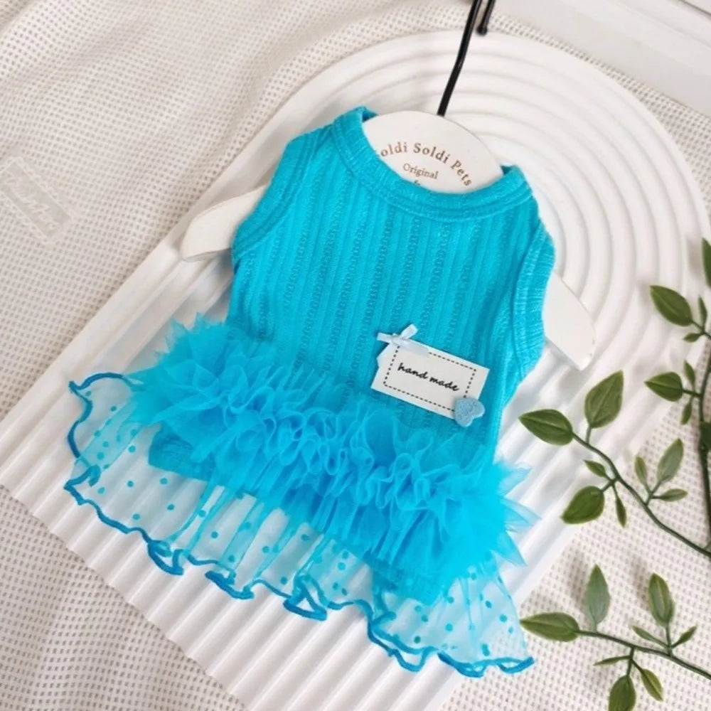 Cute Sleeveless Dog Dress Thin & Soft Multi Skirt Layer