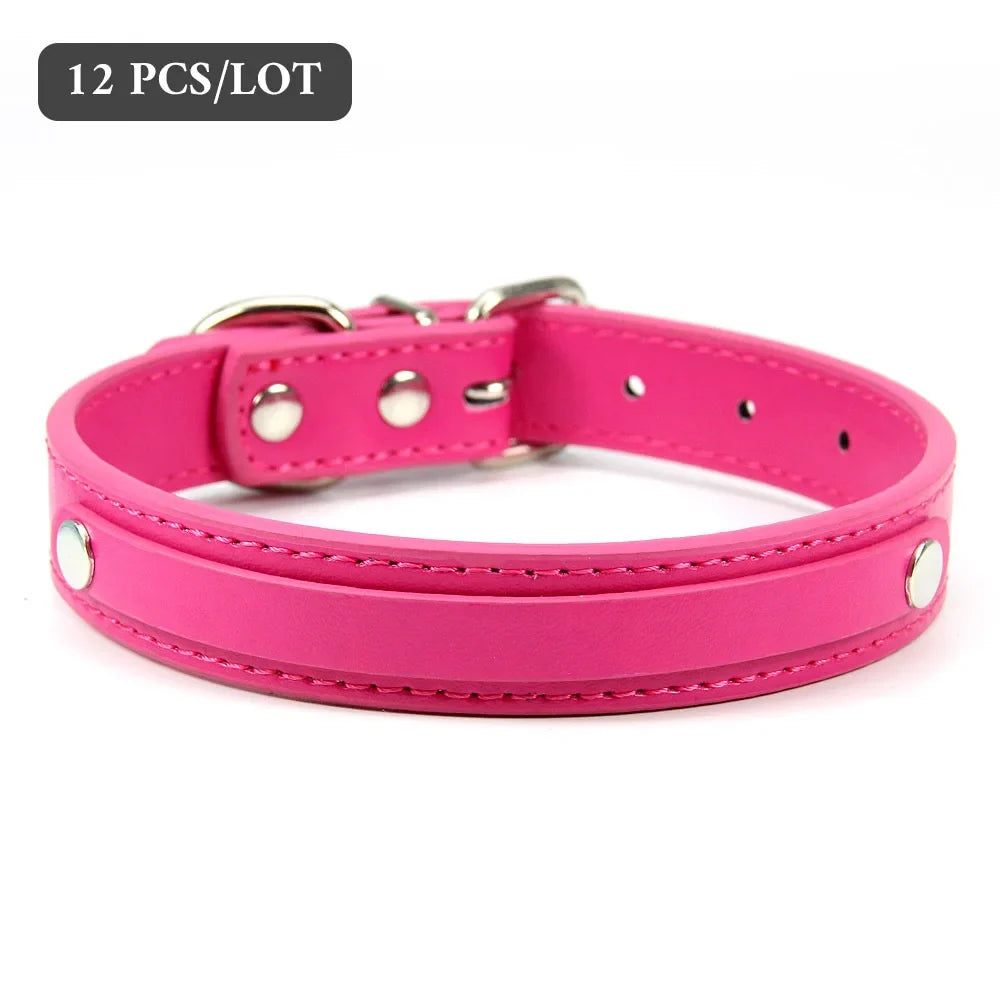 12 PCS Plain PU Leather DIY Name ID Dog - MyPetDollar.com