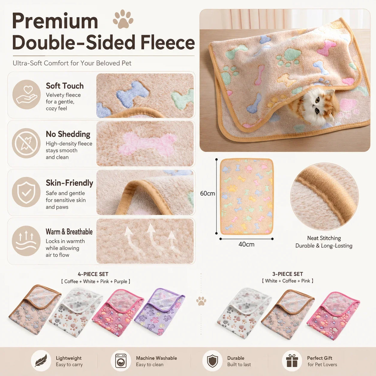 Coral Fleece Pet Mat, Soft Non-Shedding - MyPetDollar.com