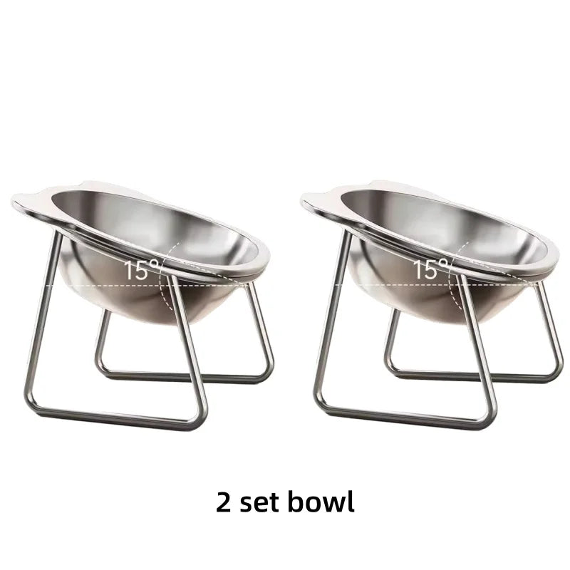 Dog Dish 15° Tilted Elevated 304 Stainless Steel Anti Vomiting