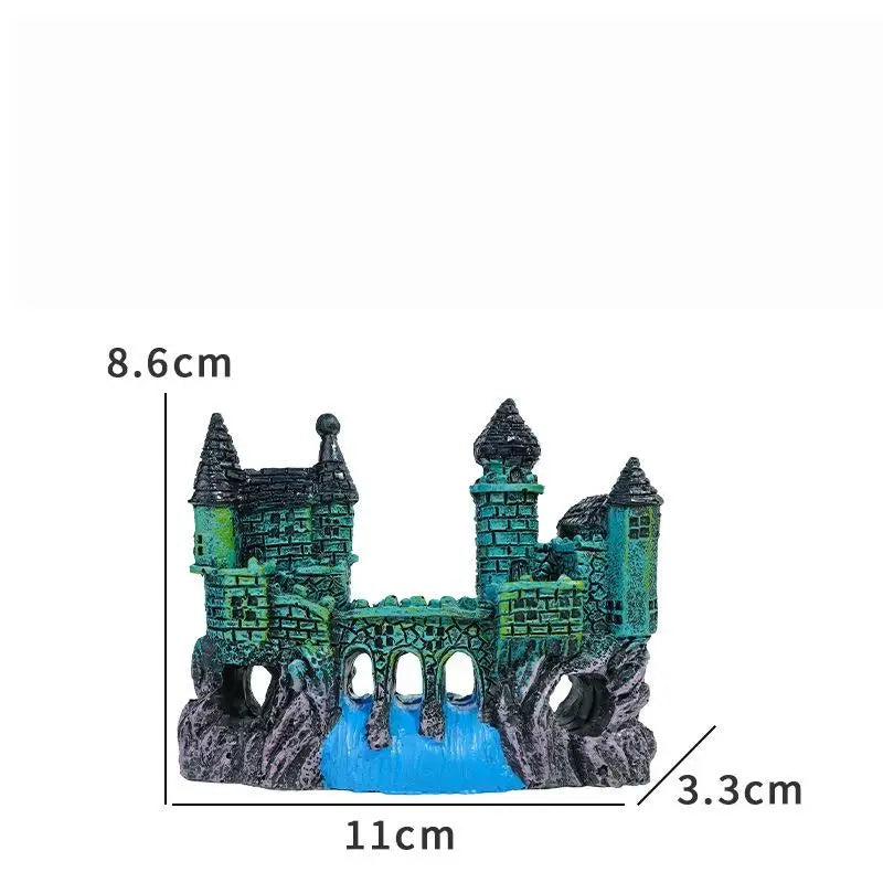 Artistic Castle Shaped Resin Rockery, One Piece Aquarium Decor – 7 Colors