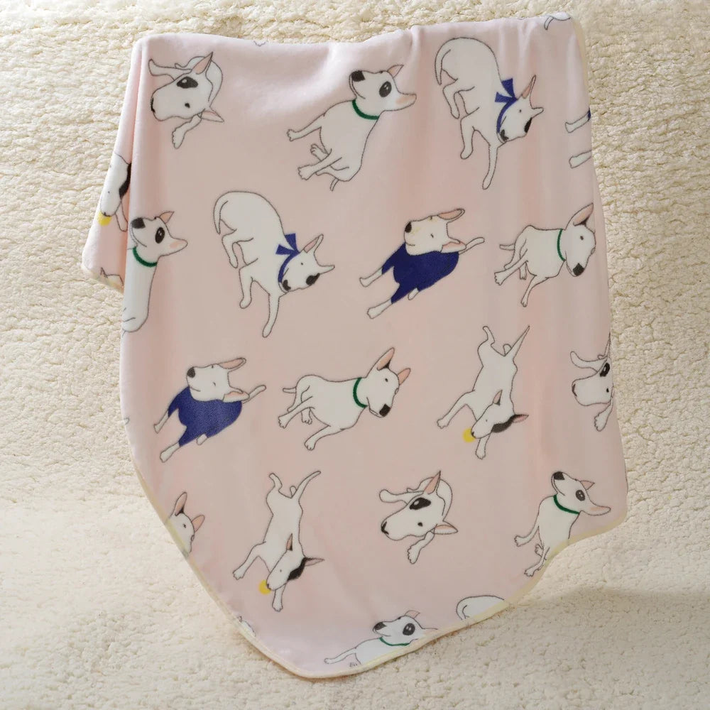Soft Flannel Pet Blanket Cute Bulldog Print - MyPetDollar.com