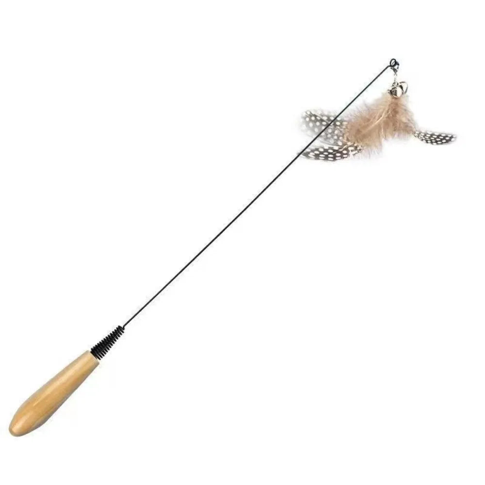 Interactive Wooden Handle Spring Teasing Cat Stick Simulation Fishing Rod