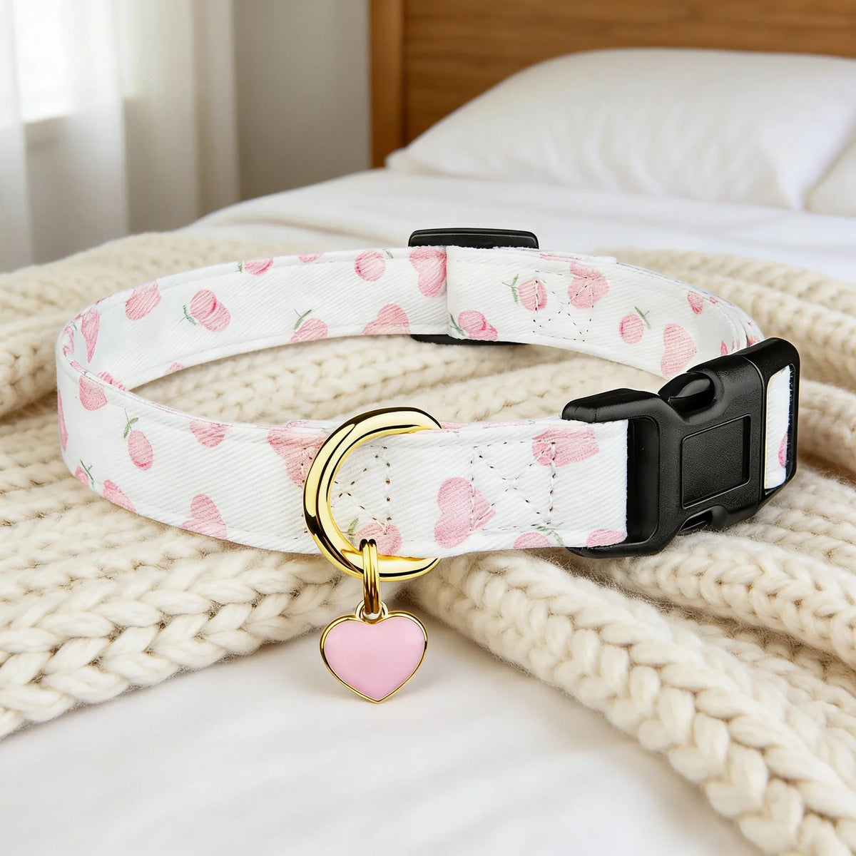 Solid Cotton Dog Collar Cute Heart And - MyPetDollar.com