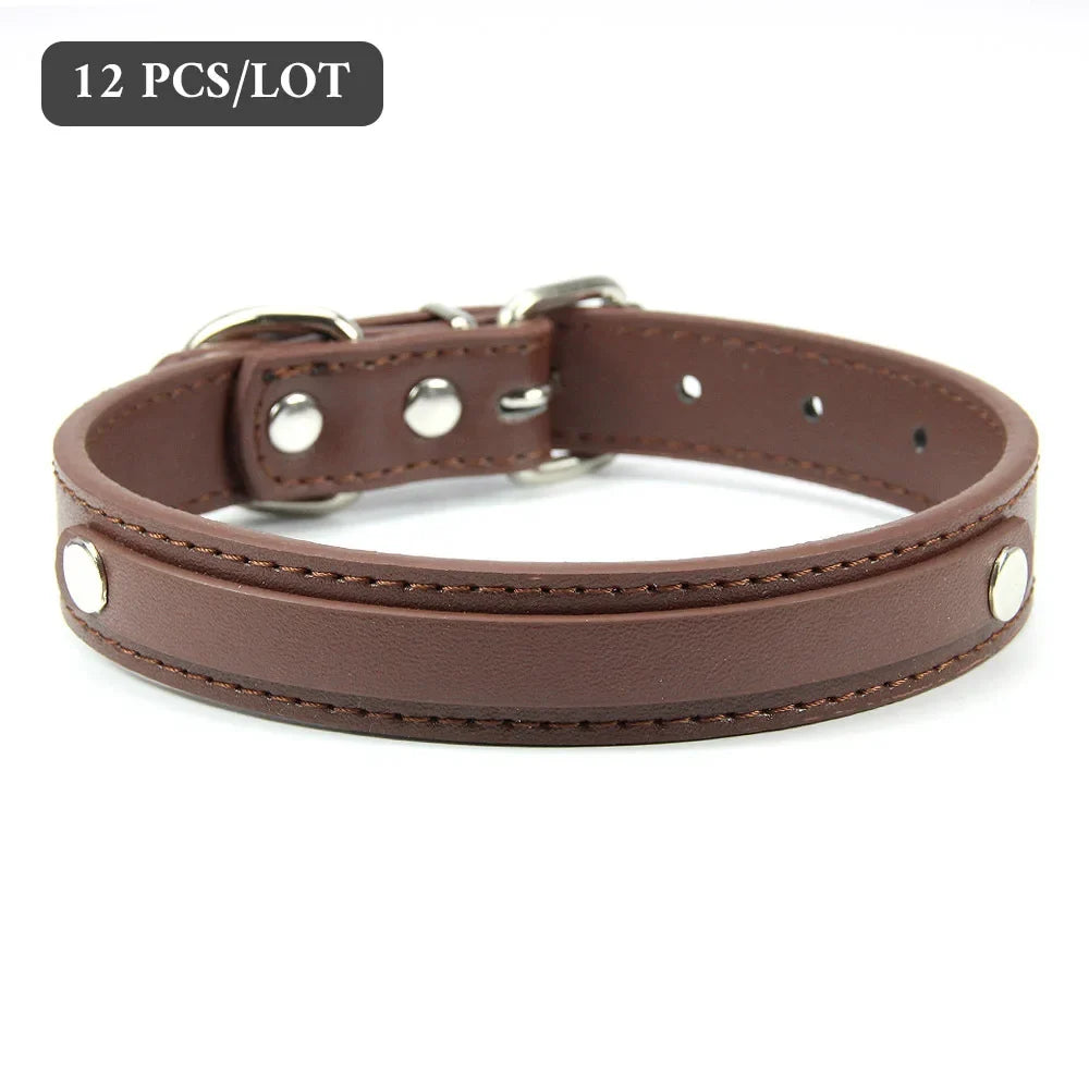 12 PCS Plain PU Leather DIY Name ID Dog - MyPetDollar.com
