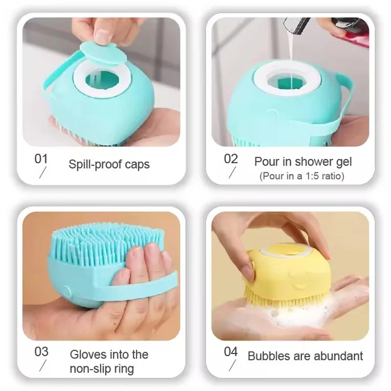 Pet Shower Brush Silicone Massage Scrubber - MyPetDollar.com