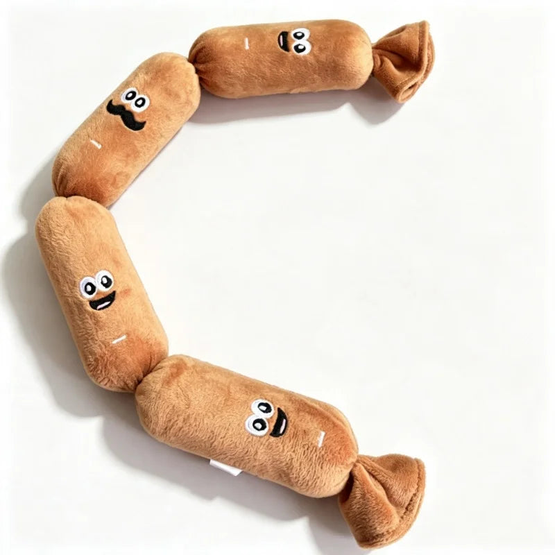 Sausage Shape Plush Dog Squeaky Toy Cute Emoji Bb Squeaker Pet