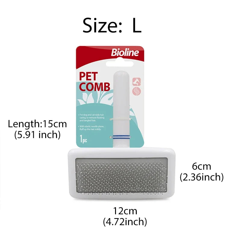 Bioline Self Cleaning Slicker Grooming Brush Dog & Cat Bunny Pet