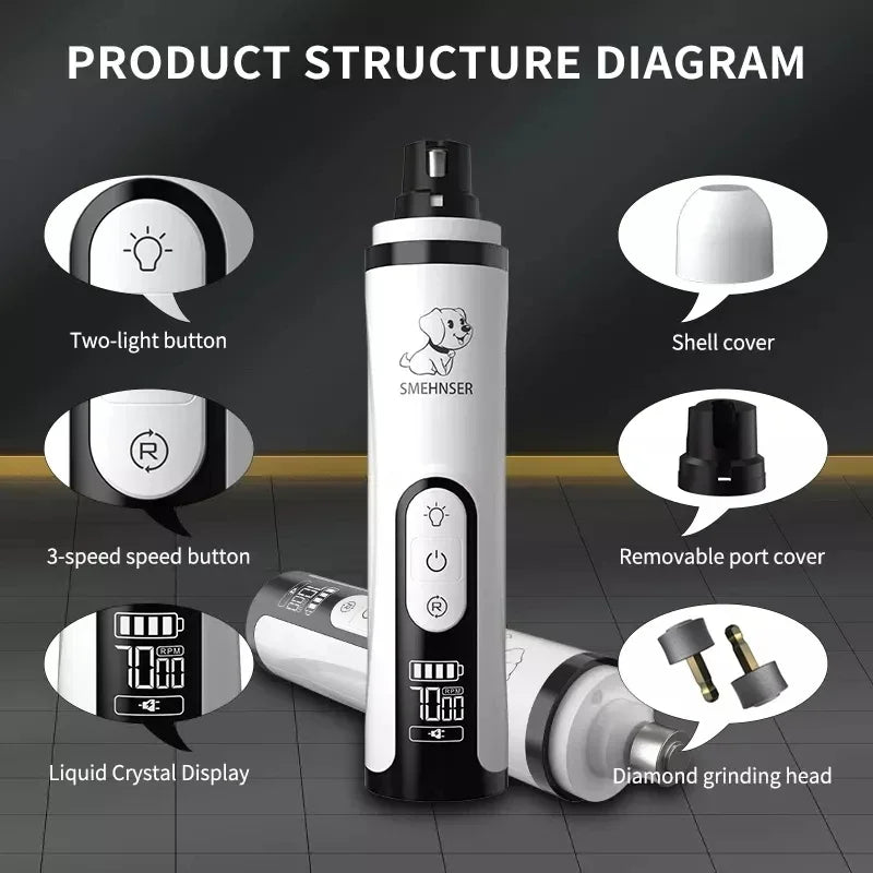 Electric Pet Nail Grinder With LED Light Cat - MyPetDollar.com