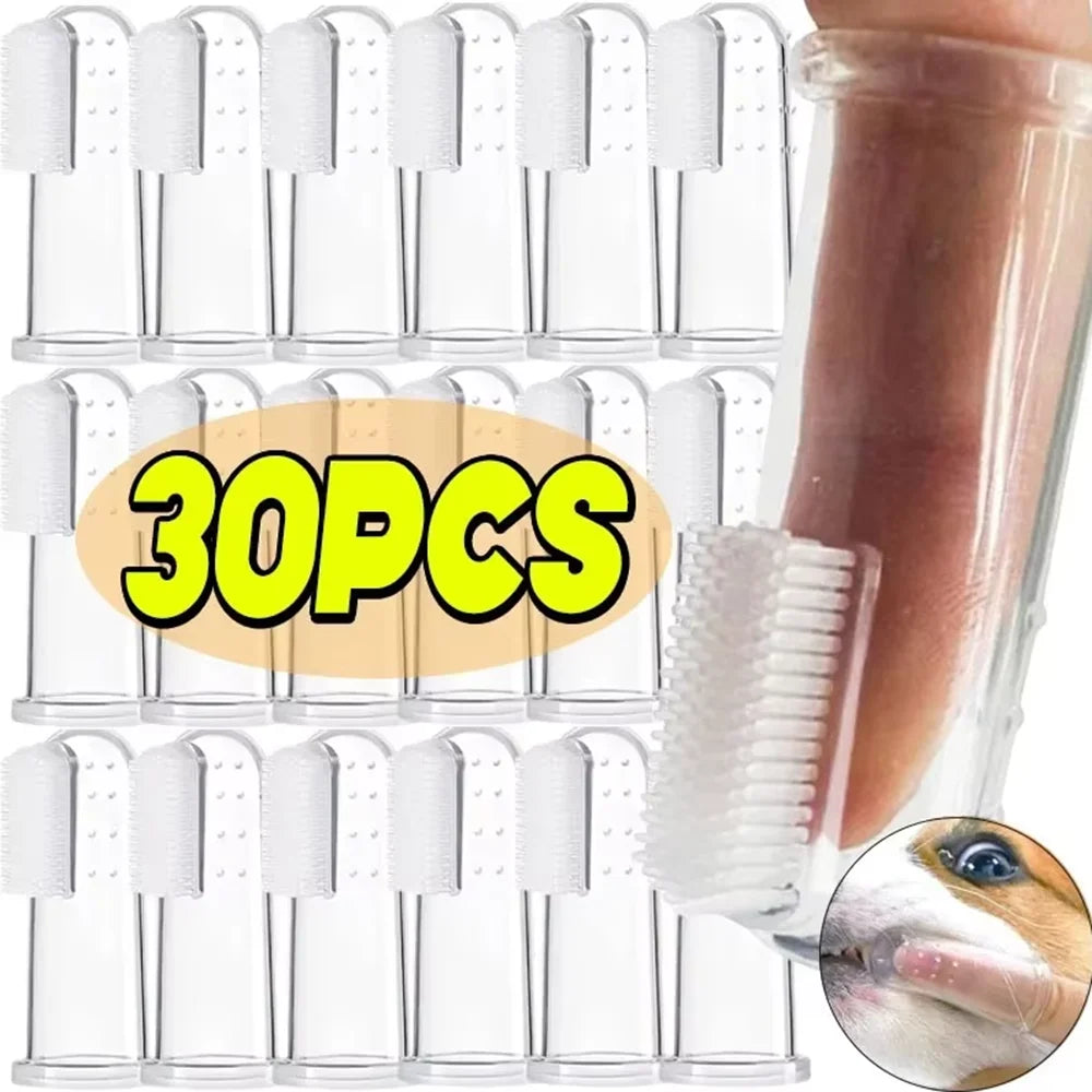 1 10 Soft Silicone Pet Finger Toothbrush Teddy Dog Grooming Brush