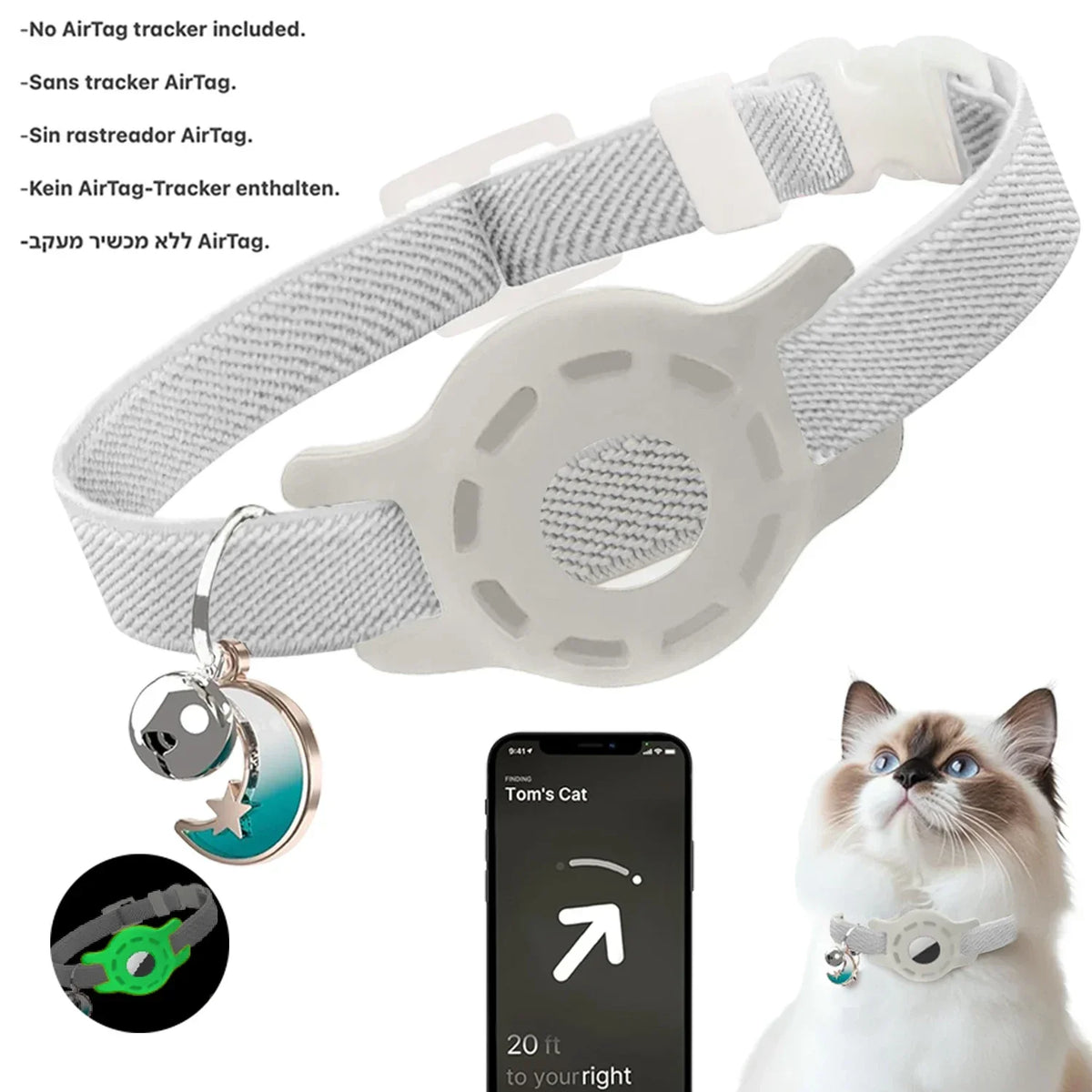 Fashion Airtag Pet Collar Adjustable Elastic - MyPetDollar.com