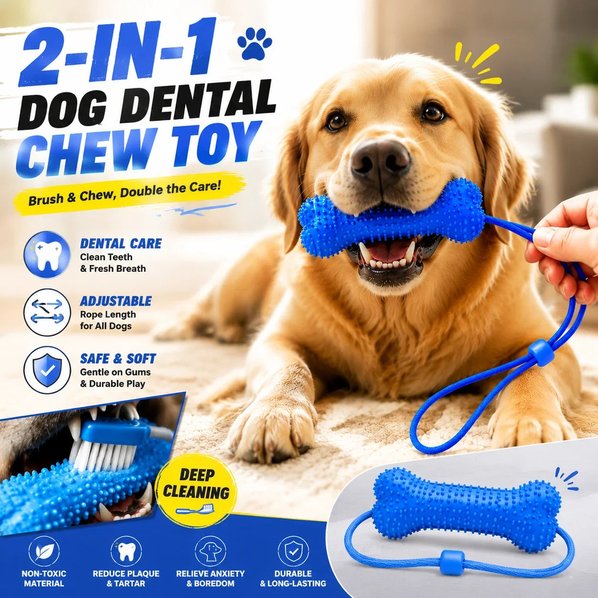 Pet Dental Care Chewing Toy 2in1 Chew Clean - MyPetDollar.com