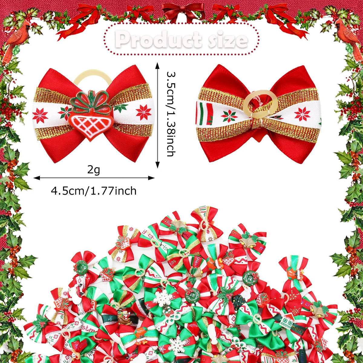 100PCS Christmas Dog Bows Handmade Puppy - MyPetDollar.com