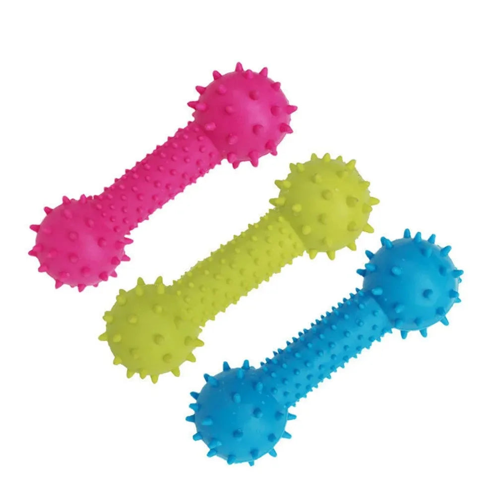 Interactive Puppy Squeaky Plaything Barbell, Teeth Cleaning Chew Stick, Durable