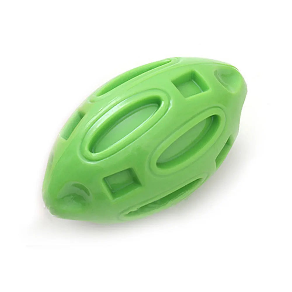 Rubber Dog Toy Ball Squeaky Rugby Teeth Cleaning Pet Grinding – 5 Colors