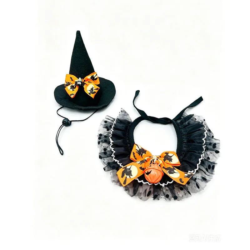 Pet Saliva Towel Hat Combination Halloween Decorative Cat Bib – view 4