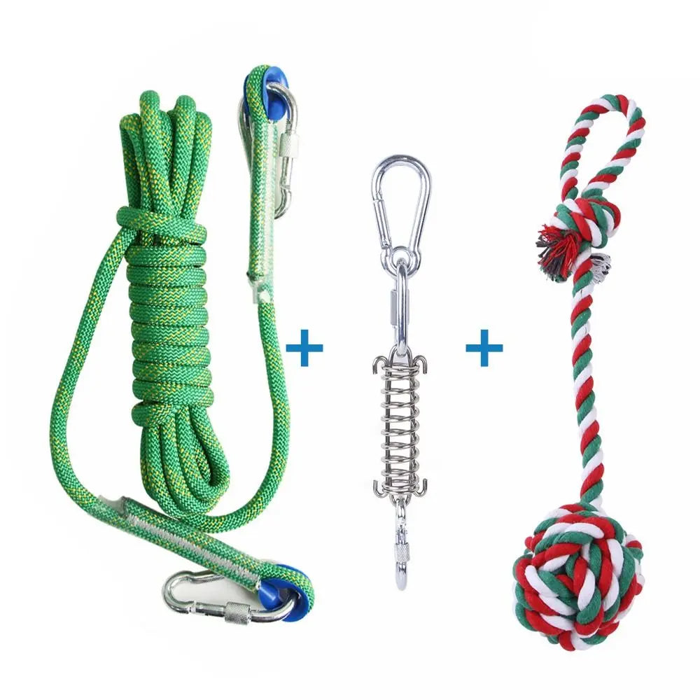 Bite Resistant Dog Spring Pole Toys 5m Cotton Rope – Dog Supplies