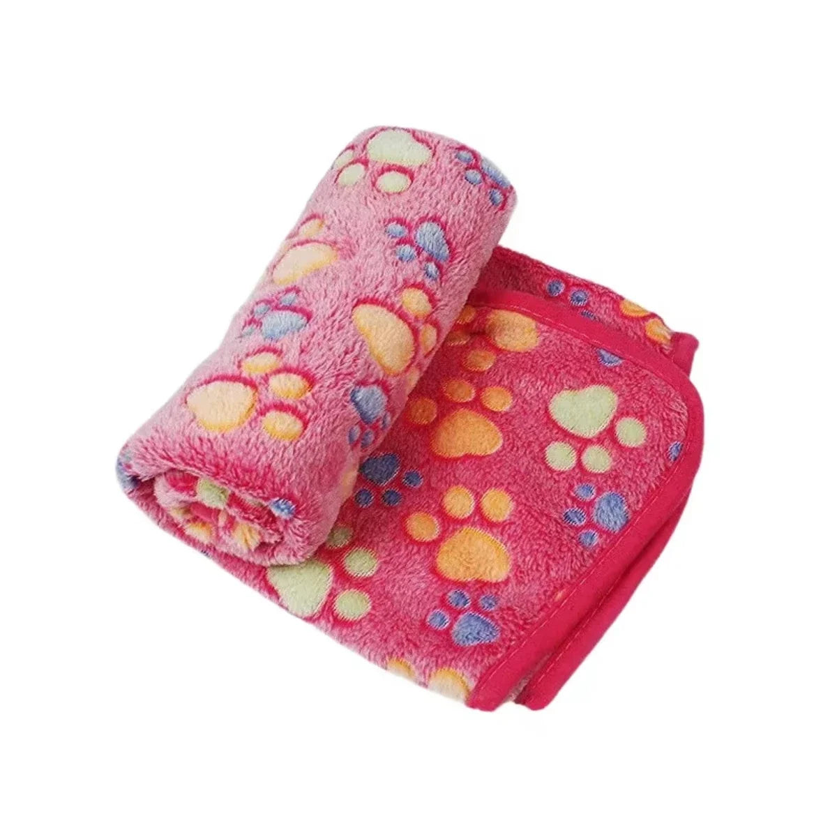 Multicolor Soft Fluffy Pet Blanket with Cute Dog Paw Print, Warm