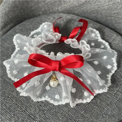 White Lace Bowknot Collar, Bowtie Bibs, Mesh - MyPetDollar.com