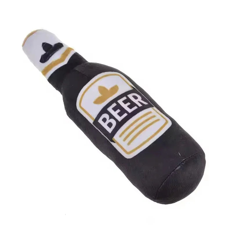 Realistic Beer Plush Dog Plaything Squeaky Bb Sound Pet Chew, Soft