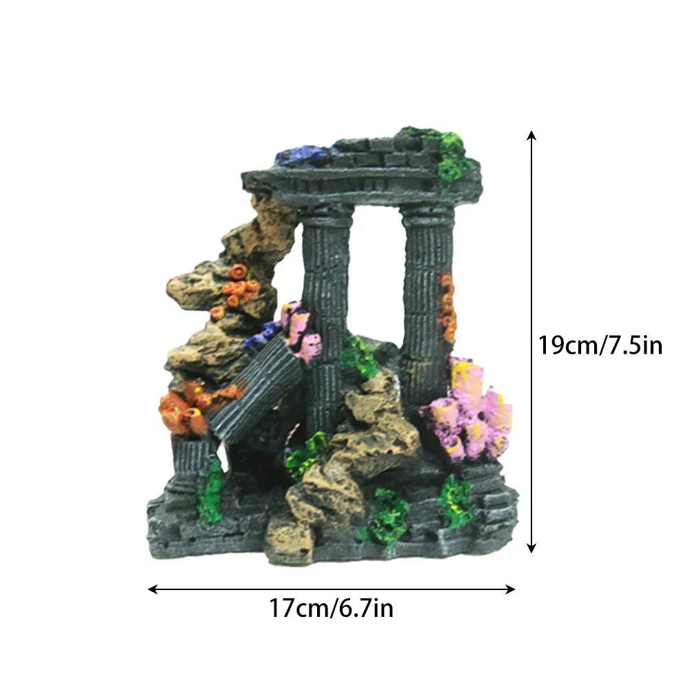 Environmentally Friendly Resin Ancient Roman Pillar Castle for Aquariums